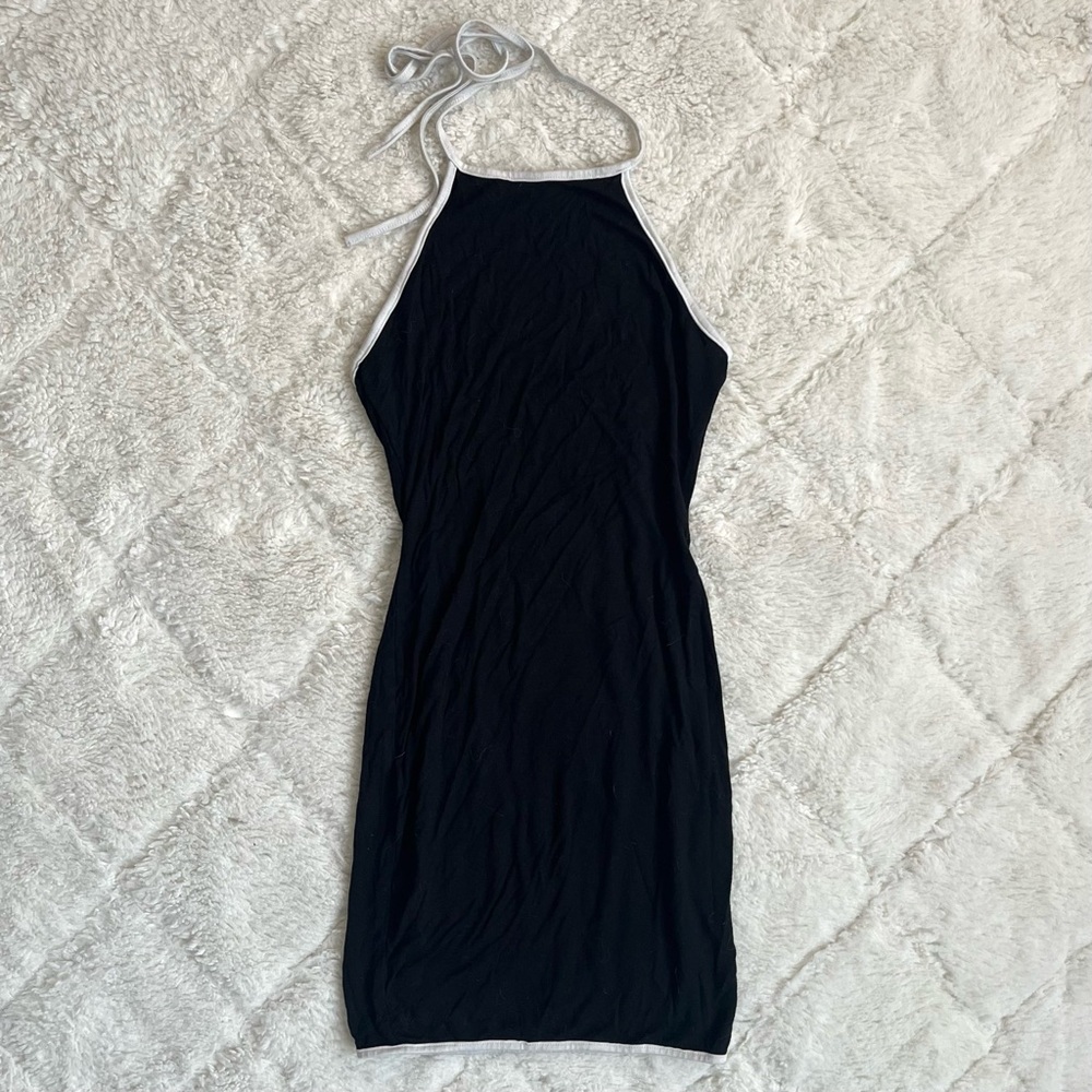 Soft & Stretchy Black/White Bodycon Tie Dress